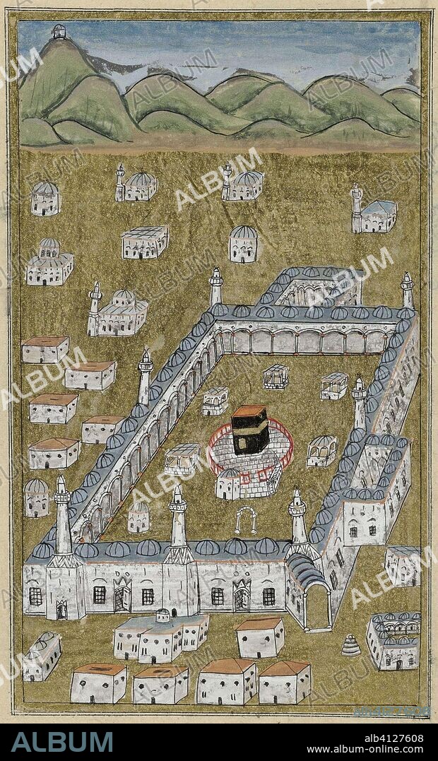The Kaaba, seen from a bird's eye view. Draughtsman: anonymous. Dating: c. 1800 - c. 1899. Place: Iran. Measurements: h 30 cm × w 42.5 cm; h 135 mm × w 80 mm; h 170 mm × w 108 mm.