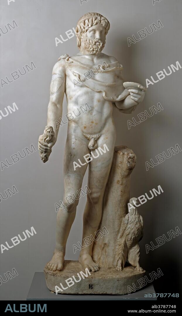 Taller romano / 'Júpiter portador de la égida'. Hacia 150. Mármol blanco, 149 x 57 cm.