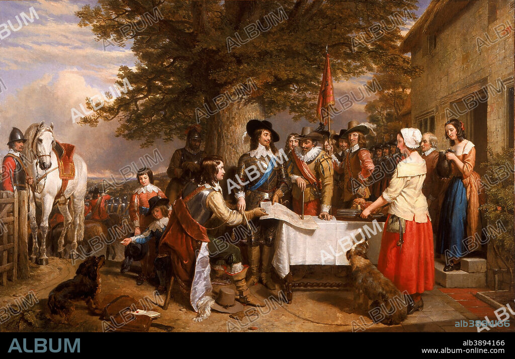 CHARLES LANDSEER. The Eve of the Battle of Edge Hill, 1642. Date/Period: 1845. Painting. Oil on canvas. Height: 1,410 mm (55.51 in); Width: 2,137 mm (84.13 in).