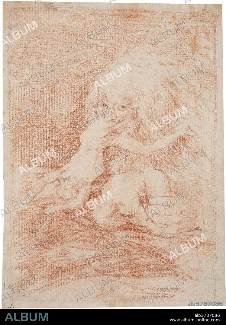 Francisco de Goya y Lucientes / 'Saturn devouting his sons'. 1797 - 1798. Red chalk on ivory laid paper.
