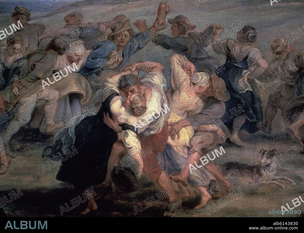 PETER PAUL RUBENS. LA KERMESSE - DETALLE DE LOS CAMPESINOS BAILANDO - 1635-38 - BARROCO FLAMENCO.