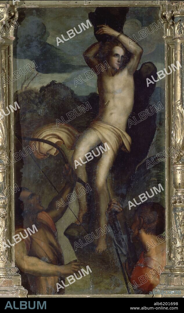 ALONSO BERRUGUETE (1488-1561). SAN SEBASTIAN - DETALLE DEL RETABLO DE LA VISITACION PROCEDENTE DEL CONVENTO DE SANTA URSULA - 1535.