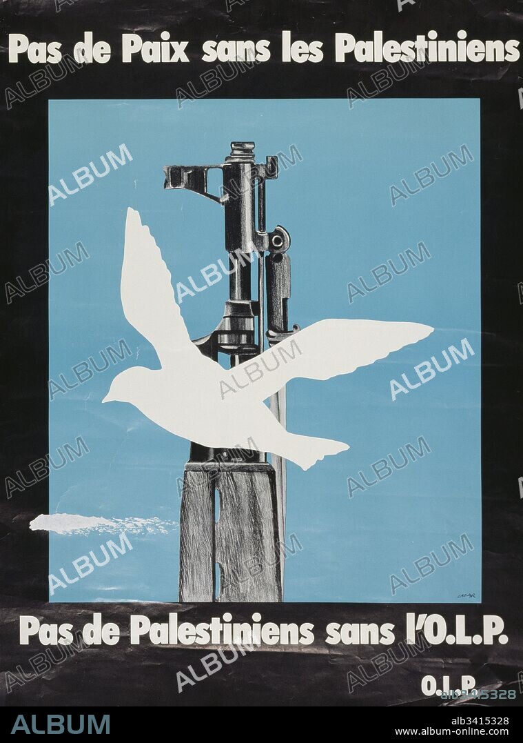 Palestine Liberation Organization (PLO) propaganda poster against the peace process with Israel 1983.
