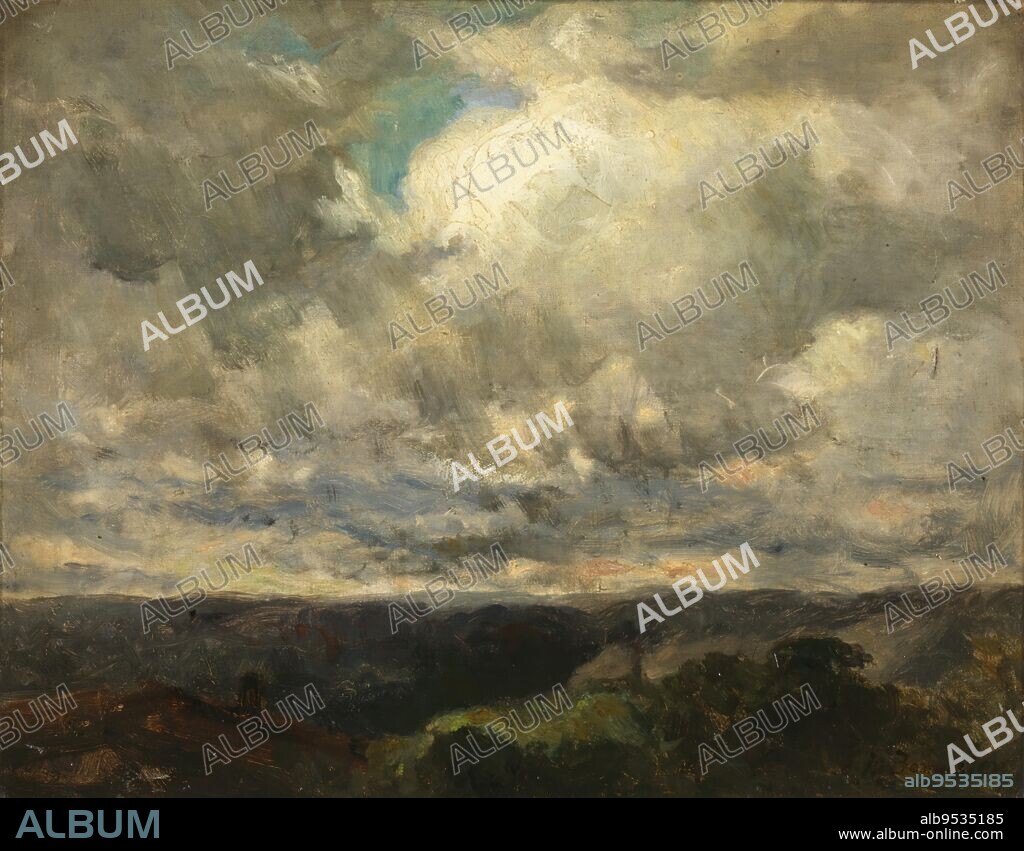 EDWARD MITCHELL BANNISTER. Untitled (landscape, cloudy sky). Date: n.d. oil on canvas.