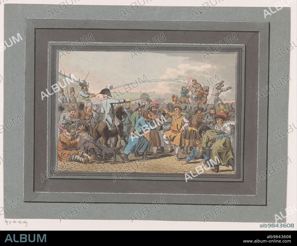 CHRISTIAN GOTTFRIED HEINRICH GEISSLER. Drunken crowds with water spray, 1805.