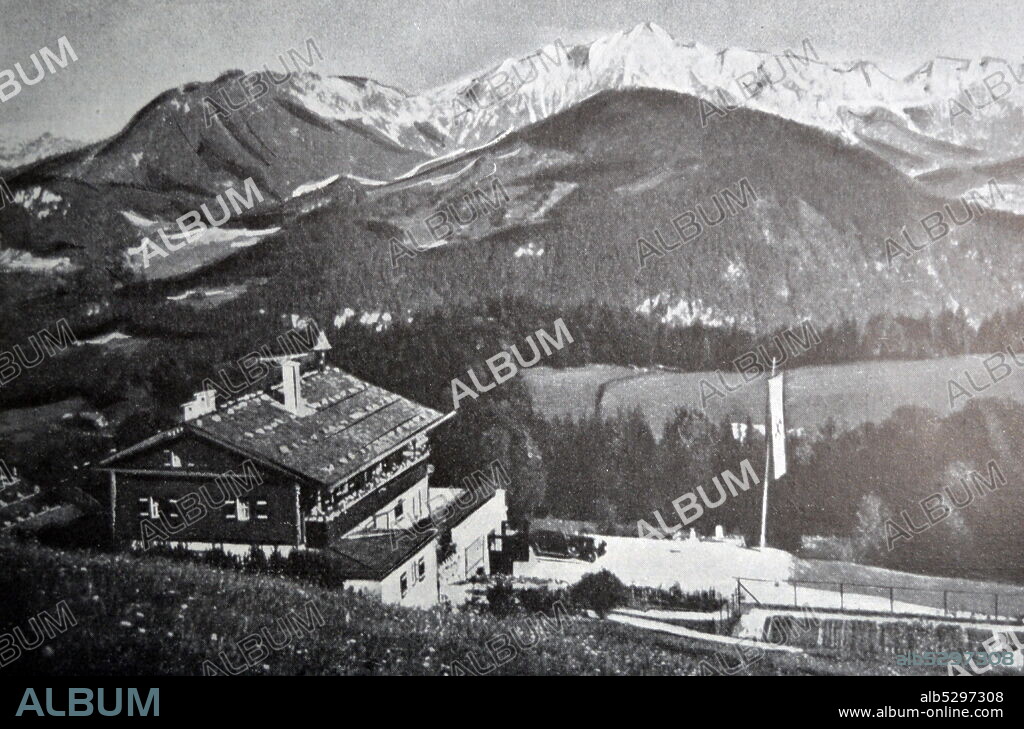 Black and white photograph of the Berghof, Hitler's residence in the Obersalzberg where he met Austrian Chancellor Kurt Schuschnigg (1897-1977) on 12 February 1938.