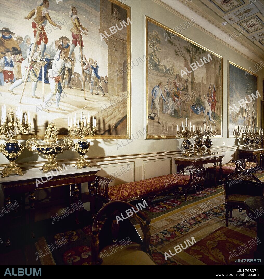 Spain. Madrid. Fuencarral-El Pardo. Royal Palace of Pardo. Charles III renovated the building in the 18th century, with architect Francesco Sabatini. Walls decorated with tapestries of Goya.