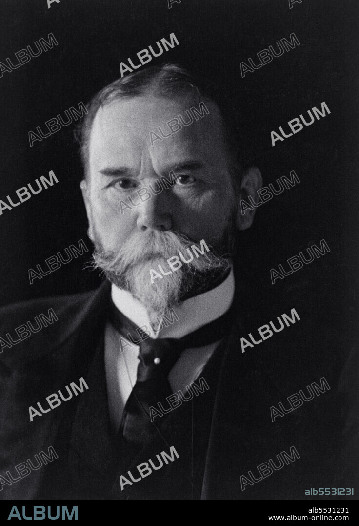 John Milton Hay (1838-1905), American Politician and Diplomat, served as U.S. Secretary of State 1898-1905, head and shoulders Portrait, Pach Brothers Studio, 1904.