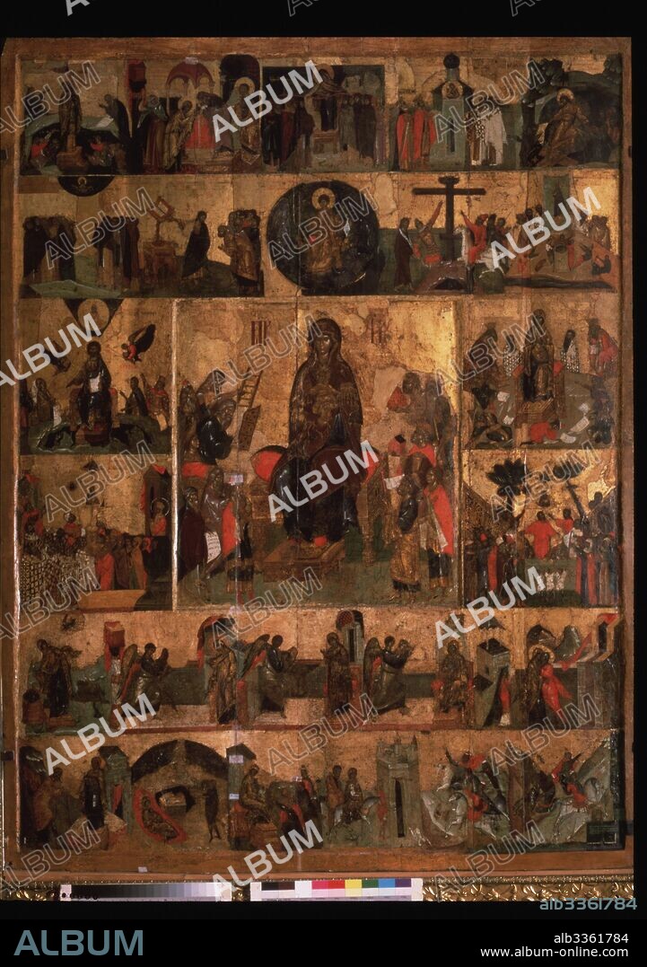 RUSSIAN ICON. The Glorification of the Virgin (Akathist Hymn to the Most Holy Theotokos).