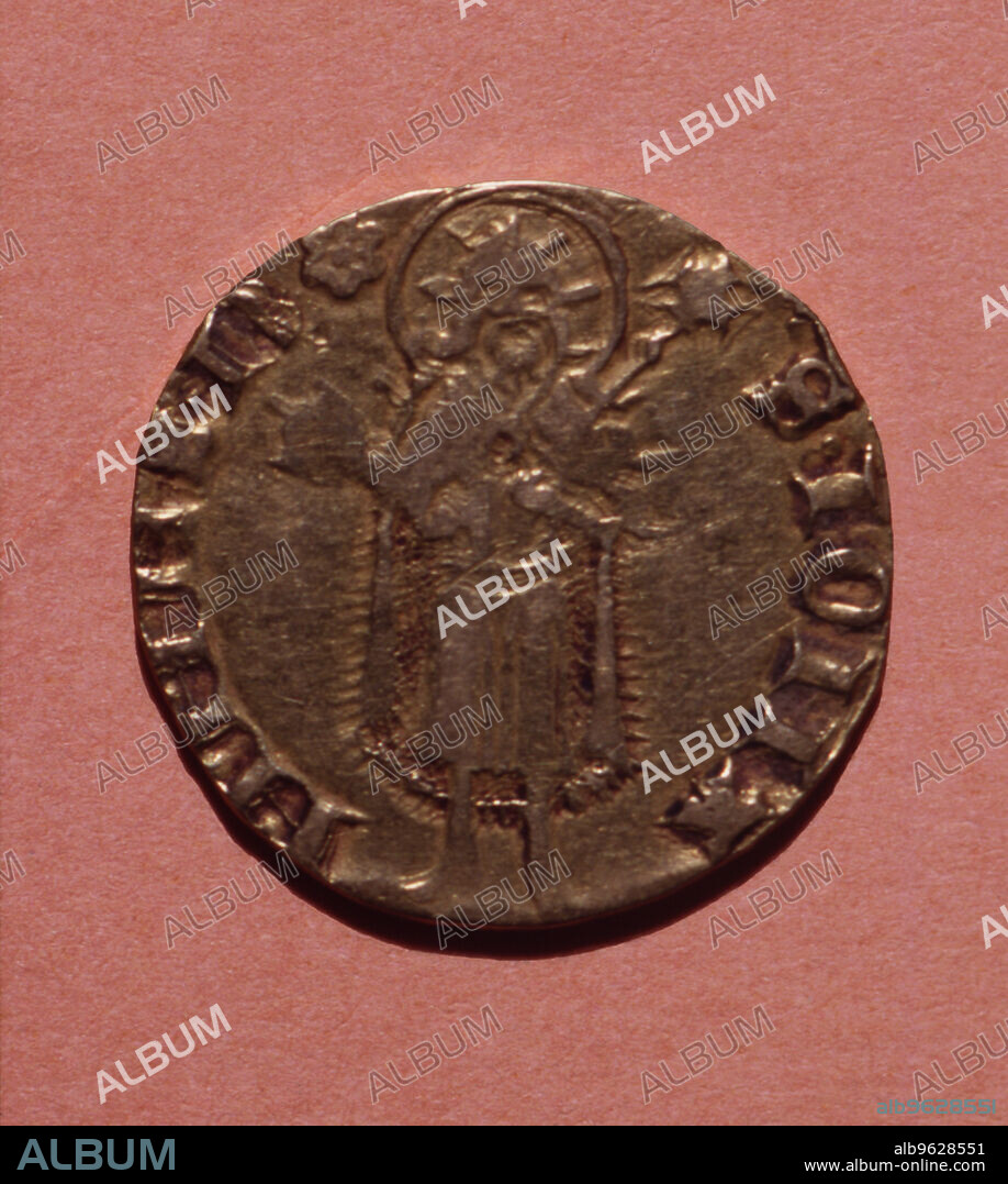 Florin, currency of the time of Peter III, coined in Perpignan, head.