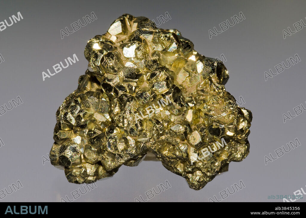 The mineral pyrite, or iron pyrite, is an iron sulfide with the formula FeS2. This mineral's metallic luster and pale-to-normal, brass-yellow hue have earned it the nickname fool's gold because of its resemblance to gold. The colour has also led to the nicknames brass, brazzle and Brazil, primarily used to refer to pyrite found in coal. Pyrite is the most common of the sulfide minerals. Pyrite is usually found associated with other sulfides or oxides in quartz veins, sedimentary rock, and metamorphic rock, as well as in coal beds, and as a replacement mineral in fossils. Despite being nicknamed fool's gold, pyrite is sometimes found in association with small quantities of gold. This particular specimen came from Mexico. Specimen Dimension: approximately 4 cm.