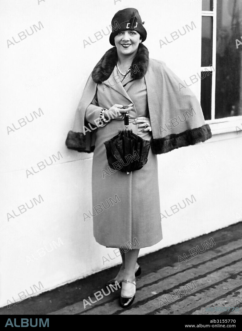 New York, New York:  October 13, 1926 Singer, actress and stage star Irene Bordoni as she returns from Europe aboard the ocean liner, the S.S. France.