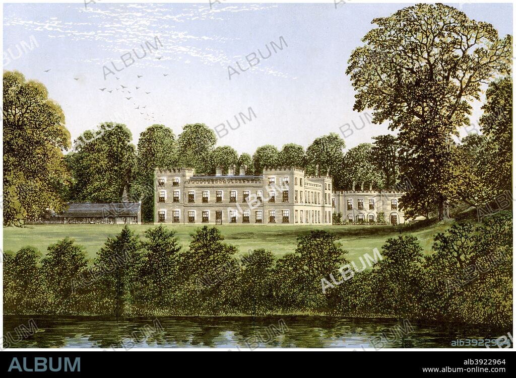 Ugbrooke, Devon, home of Lord Clifford, c1880. The house and grounds were remodelled in the 18th century by Robert Adam and Capability Brown. A print from A Series of Picturesque Views of Seats of the Noblemen and Gentlemen of Great Britain and Ireland, edited by Reverend FO Morris, Volume II, William Mackenzie, London, c1880. Wood-engraved plates after paintings by Benjamin Fawcett and Alexander Francis Lydon.