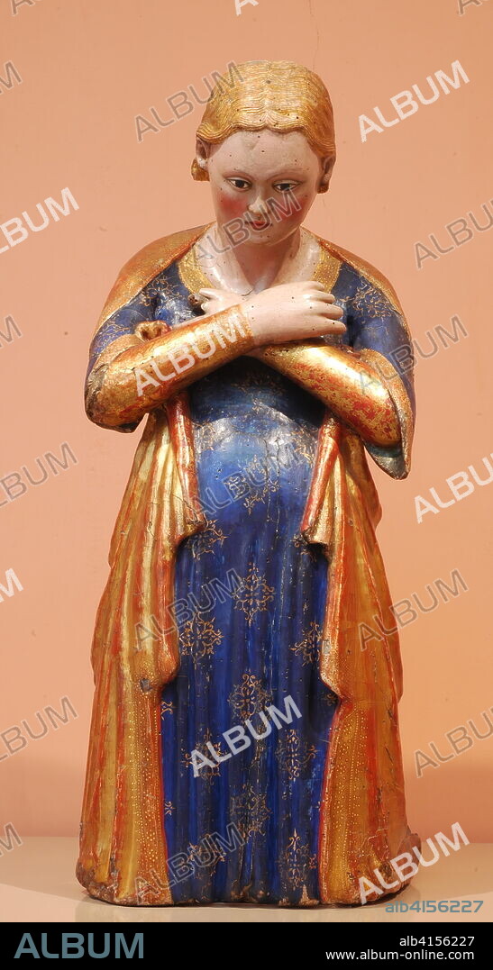 Anónimo sienés (Italia (Siena)). Nuestra Señora de la Anunciación (hacia 1360 - 1380). Madera. 68,5 x 28 x 32,5 cm.