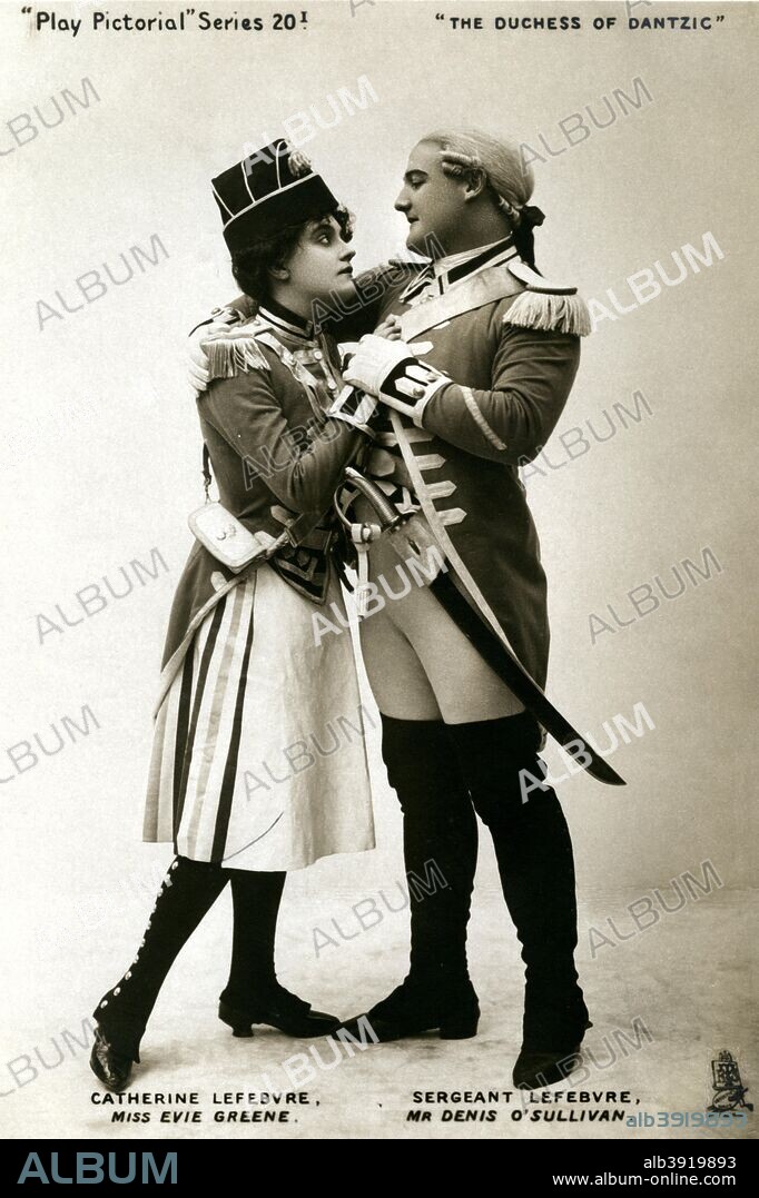 Evie Greene and Denis O'Sullivan in a scene from The Duchess of Dantzig, early 20th century.