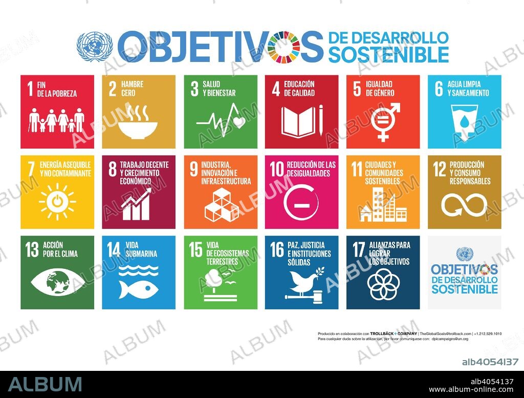 Poster de objetivos de desarrollo sostenible de la ONU.