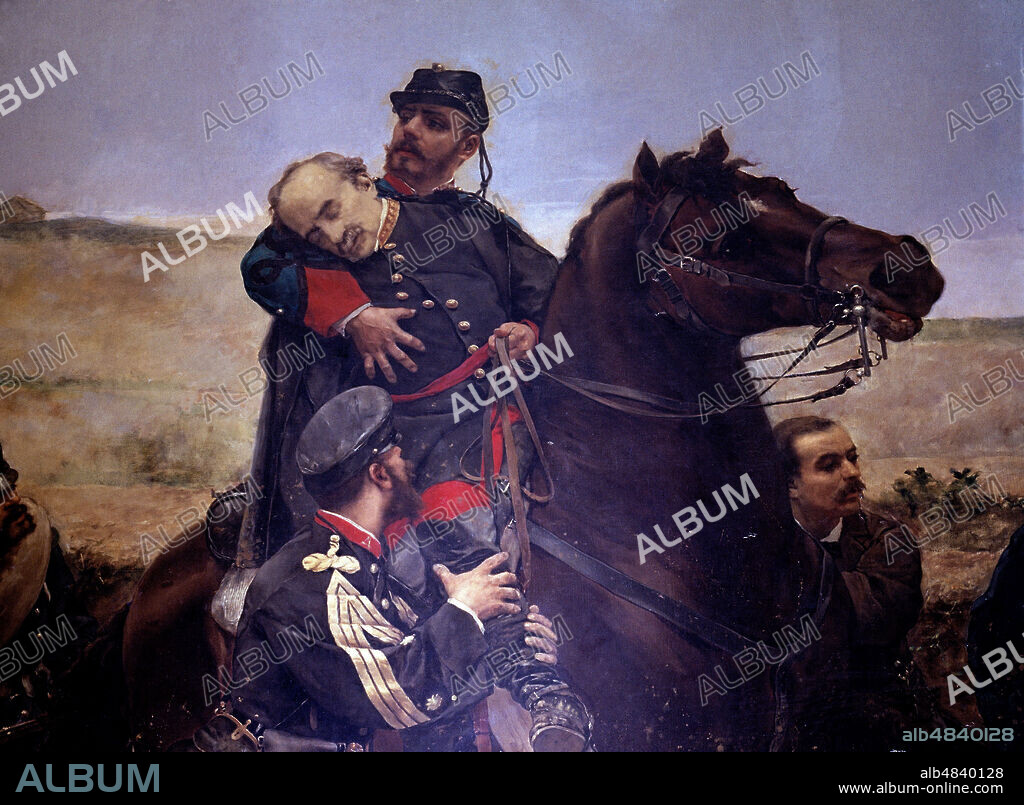 GUTIERREZ DE LA CONCHA , MANUEL. MILITAR ESPAÑOL . CORDOBA DE TUCUMAN 1806 - 1874. MUERTE DEL GENERAL DE LA CONCHA EN LA BATALLA DE MONTE MURO ( DETALLE )1884.