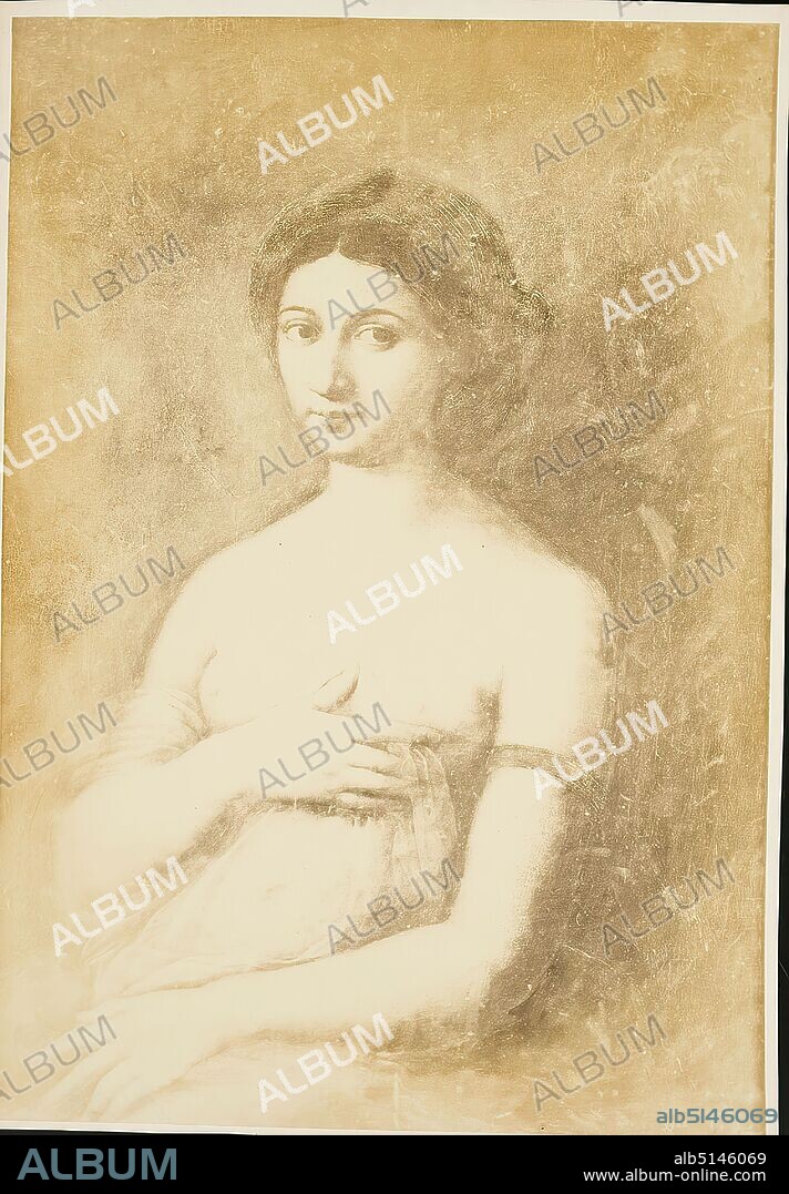 After Raffaello Sanzio: La Fornarina, Galleria Borghese, Rome, albumin paper, black and white positive process, picture size: height: 42.80 cm; width: 30.00 cm, bottom right in the picture: 9921 F.I, painting.