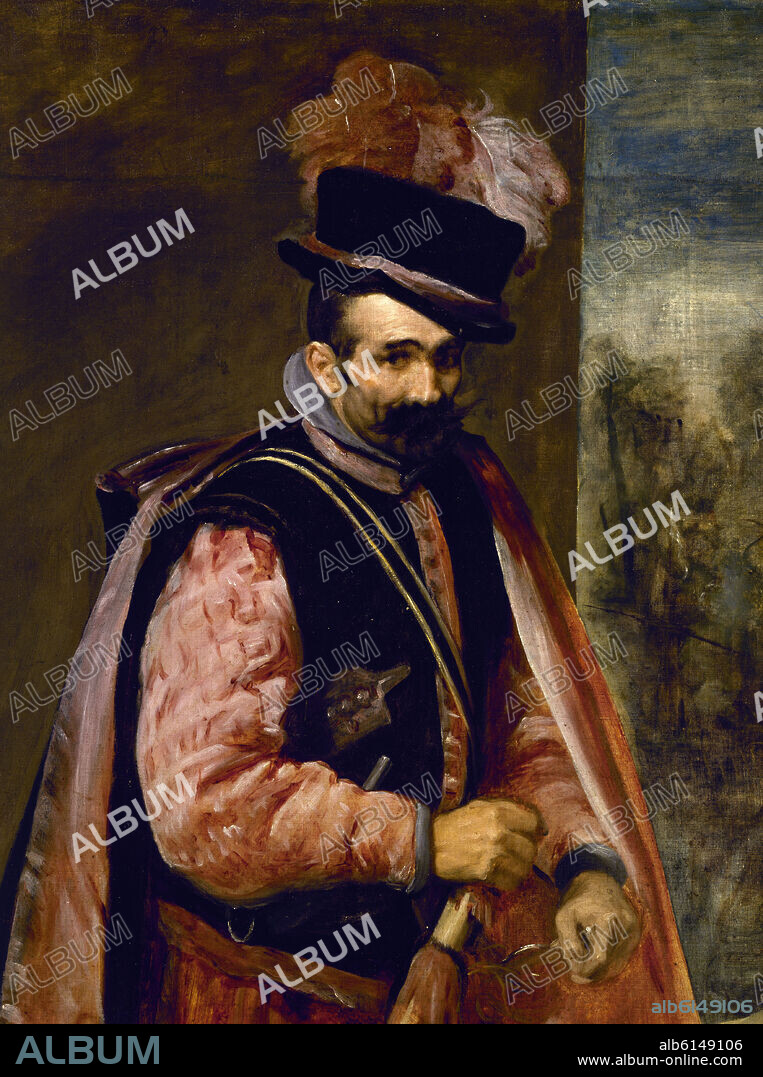 DIEGO VELAZQUEZ (1599-1660). EL BUFON LLAMADO "DON JUAN DE AUSTRIA" - DETALLE DE LA MITAD SUPERIOR - SIGLO XVII - BARROCO ESPAÑOL - NP 1200 - CONJUNTO Nº 64118.