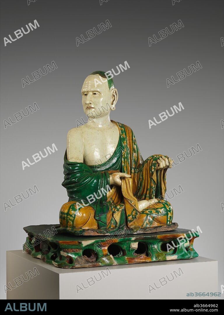 Arhat (Luohan). Culture: China. Dimensions: H. (figure) 50 in. (127 cm); H. (with base) 92 in. (233.7 cm); W. 41 in. (104.1 cm); D. 38 in. (96.5 cm); Wt. 450 lbs (204.1 kg). Date: ca. 1000.