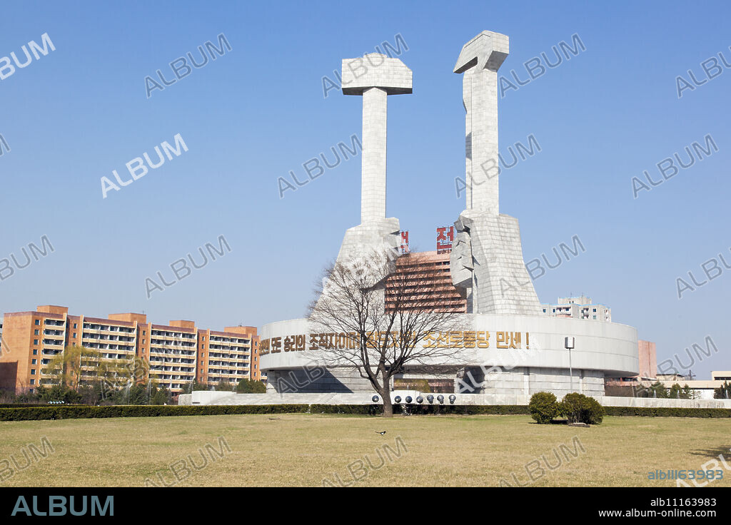 Monument to the Foundation of the Workers Party of Korea, Pyongyang, Democratic People's Republic of Korea (DPRK), North Korea, Asia.