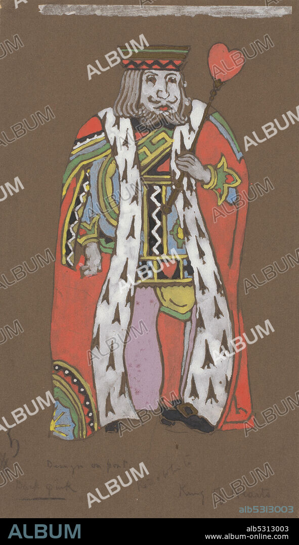 WILLIAM PENHALLOW HENDERSON. King of Hearts (costume design for Alice-in-Wonderland, 1915.