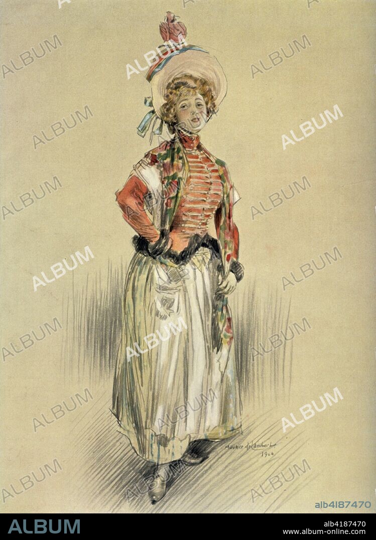 'Mlle. Bresil - Role de Mlle. Senedor. - La Montansier', 1904. Mademoiselle Bresil as Mademoiselle Senedor in La Montansier - a play in four acts by GA Caillavet.  From "Le Theatre - Jan-June 1904". [Le Theatre, Paris, 1904].