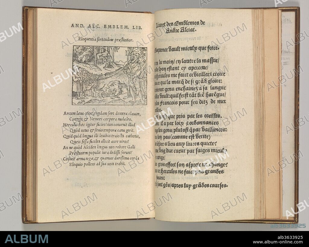 Livret Emblemes de maistre Andre Alciati. Author: Written by Andrea Alciato (Italian, 1492-1550). Dimensions: 6 3/8 x 4 1/4 x 5/8 in. (16.2 x 10.8 x 1.6 cm). Published in: Paris. Publisher: Published by Chrestien Wechel. Date: 1536.