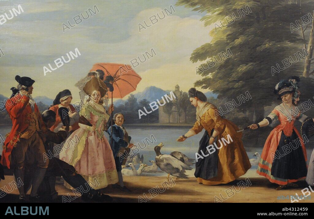 José del Castillo (1737-1793). Pintor español. Un paseo junto al estanque grande del Retiro, 1780. Detalle. Museo de Historia. Madrid. España. (En depósito, cedido por el Museo Nacional del Prado, Madrid) .