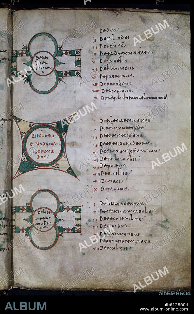 SAN ISIDORO DE SEVILLA (560-636). ETIMOLOGIAS DE SAN ISIDORO-S IX-FOLIO 3-P-I-7-MOZARABE(FILOSOFIA S VI).