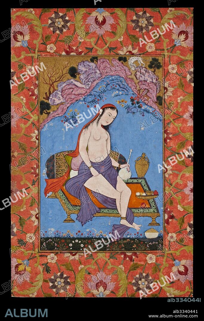 INDIAN ART. Scantily Clad Woman in a Landscape.