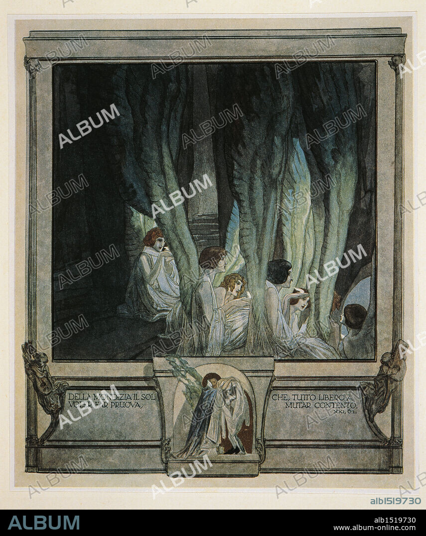 Dante Alighieri (1265-1321), Divina Commedia (Divine Comedy), 1304-1321. Purgatorio (Purgatory), Canto XXI. Illustration by Franz von Bayros. Vienna 1921.