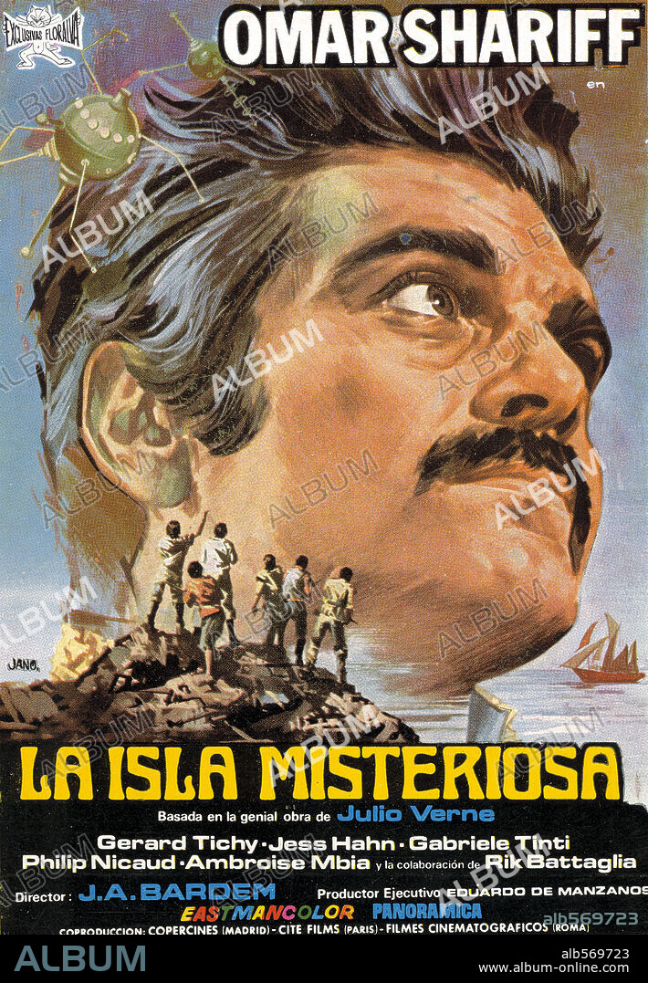 Plakat zu LA ISLA MISTERIOSA Y EL CAPITÁN NEMO, 1973, unter der Regie von HENRI COLPI und JUAN ANTONIO BARDEM.