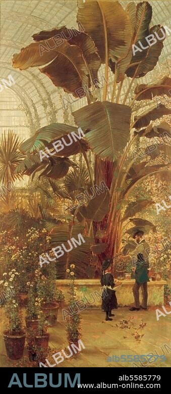 THOMAS GREENHALGH. Greenhalgh, Thomas c. 1884. "The Tropical House, Kew", 1884. Oil on canvas, 125 × 59cm. London, Sotheby's. Lot 217, 24/10/78.