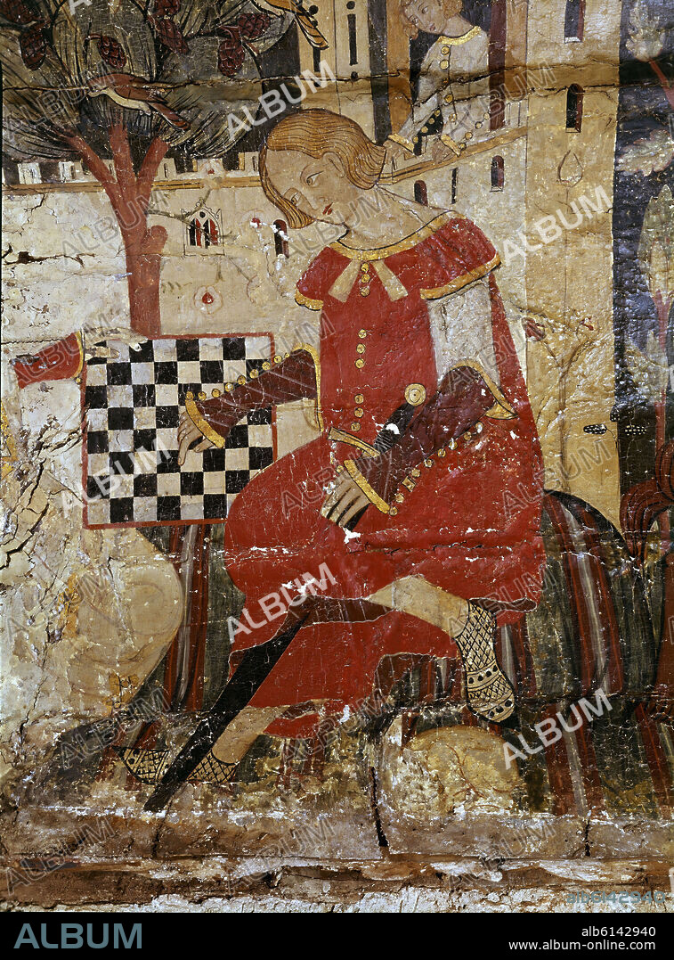 CABALLERO JUGANDO AL AJEDREZ - BOVEDA LATERAL - EPOCA NAZARI - SIGLO XV - PINTURA CRISTIANA.