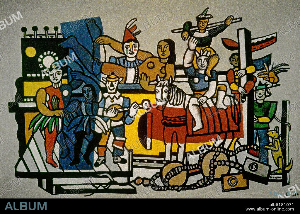 FERNAND LÉGER. ESCENA DE CARNAVAL-EL GRAN DESFILE-CUBISMO FRANCES.