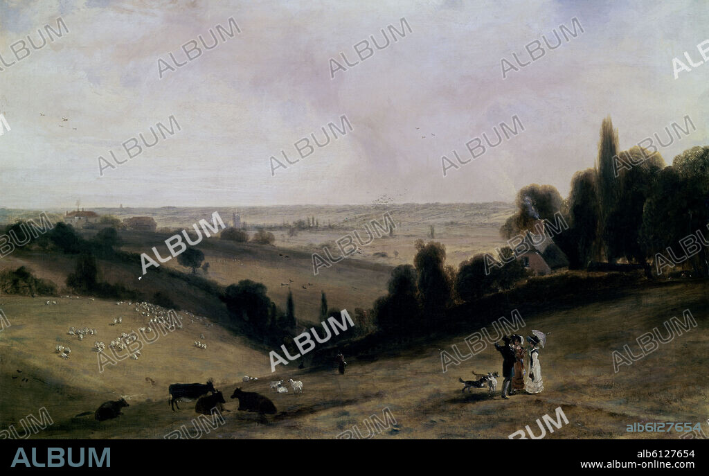 JOHN CONSTABLE. 'English Landscape. Dedham Vale', 19th century, Oil on canvas, 67 x 107 cm.