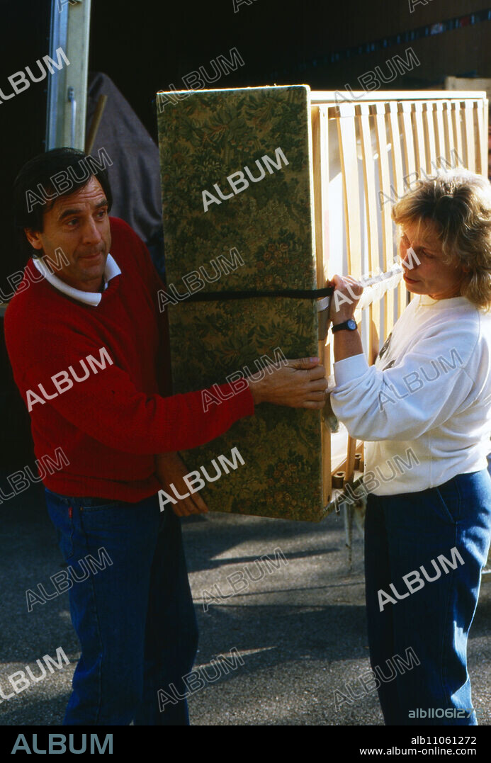 Moving day for German actor Klaus Wennemann and his wife Hedi, Germany 1988.