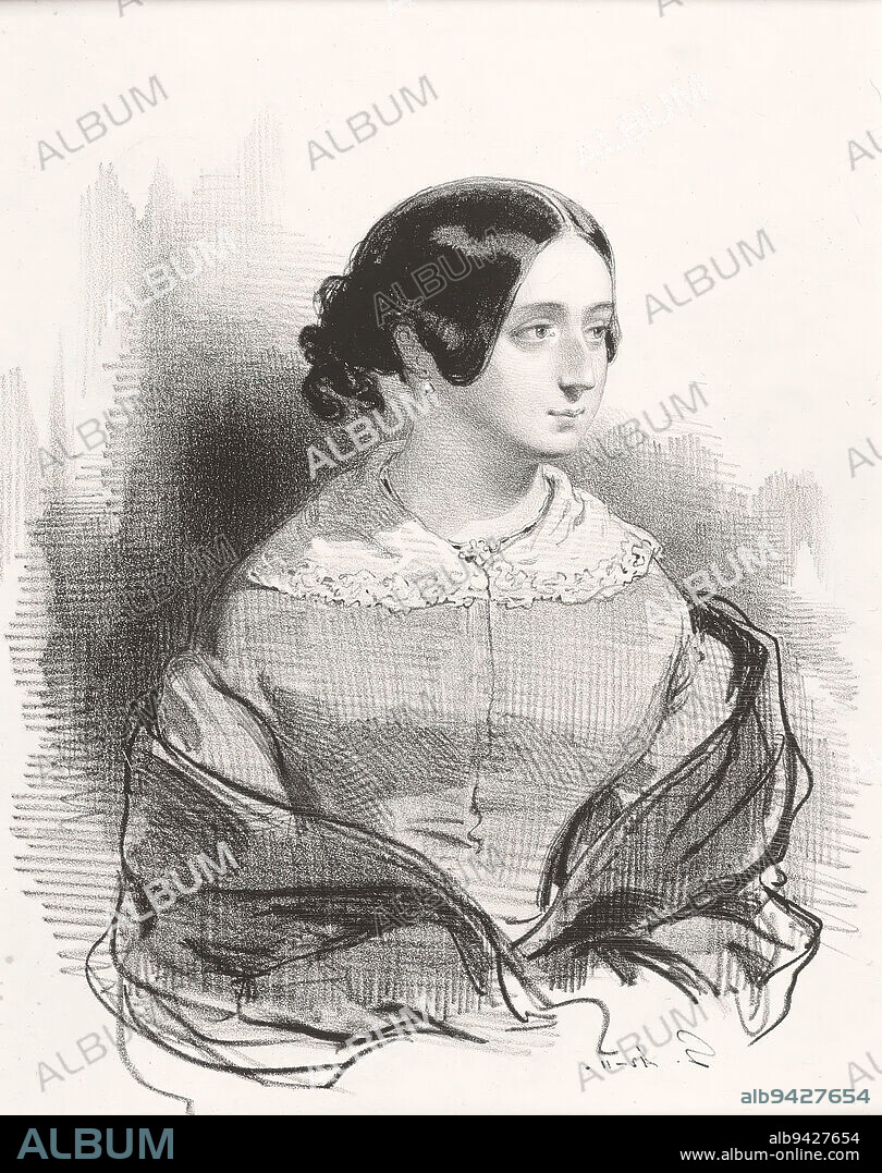 Mme. Montigny, 1842, Paul Gavarni (Sulpice-Guillaume Chevalier), French, 18041866, 8 7/8 x 7 in. (22.54 x 17.78 cm) (sheet)15 x 10 3/16 in. (38.1 x 25.88 cm) (mount), Lithograph on chine applique, France, 19th century.