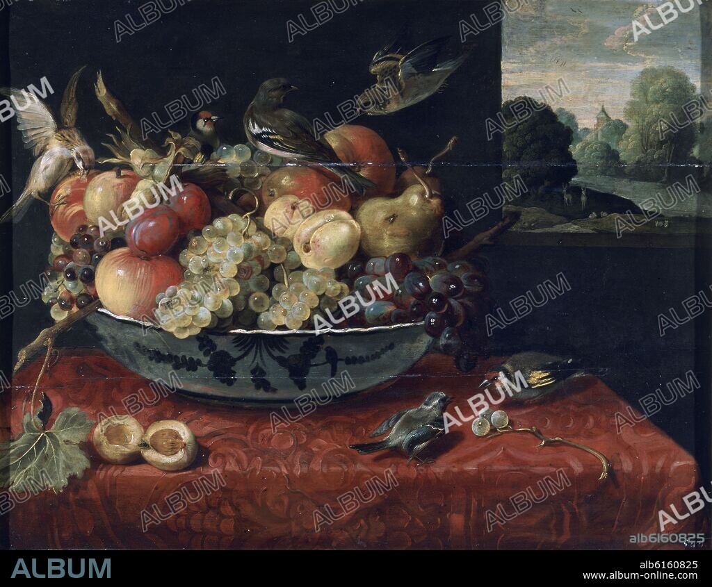 JUAN VAN DER HAMEN (1596-1631). BODEGON DE FRUTAS Y PAJAROS - SIGLO XVII - BARROCO ESPAÑOL.