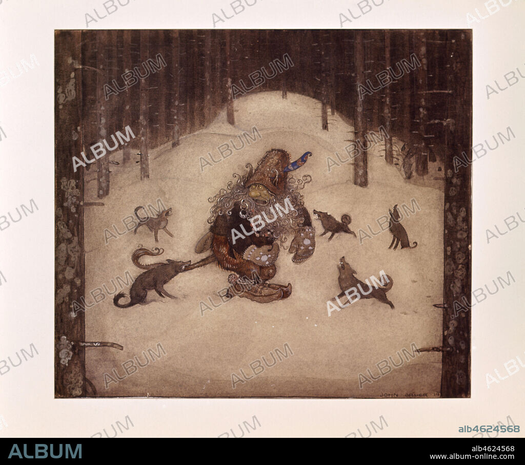 UNKNOWN and JOHN BAUER. Troll and wolves, 1913. From "Bland Tomtar Och Troll" ("Among Gnomes and Trolls").
