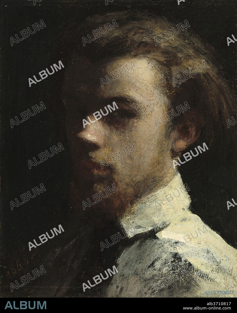HENRI FANTIN-LATOUR. Self-Portrait. Dated: 1858. Dimensions: overall: 40.7 x 32.7 cm (16 x 12 7/8 in.)  framed: 62.9 x 54 x 5.7 cm (24 3/4 x 21 1/4 x 2 1/4 in.). Medium: oil on canvas.