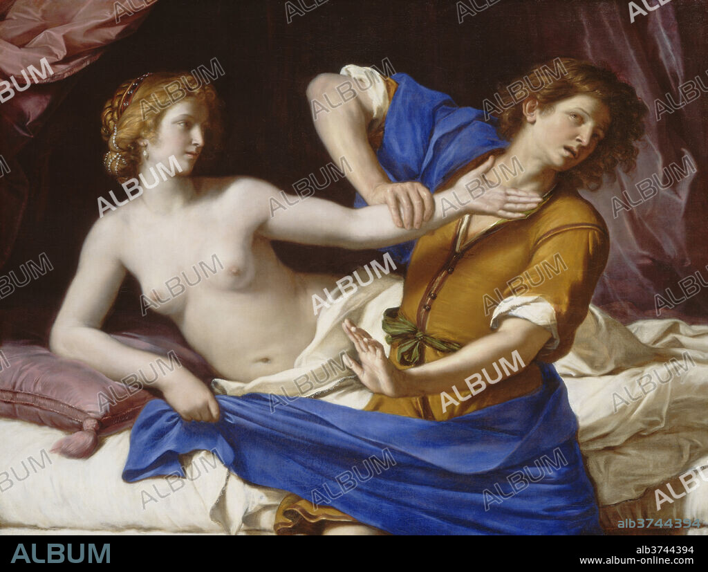 GIOVANNI FRANCESCO BARBIERI, CALLED GUERCINO. Joseph and Potiphar's Wife. Dated: 1649. Dimensions: overall: 123.2 x 158 cm (48 1/2 x 62 3/16 in.)  framed: 148.3 x 185.1 x 10.2 cm (58 3/8 x 72 7/8 x 4 in.). Medium: oil on canvas.