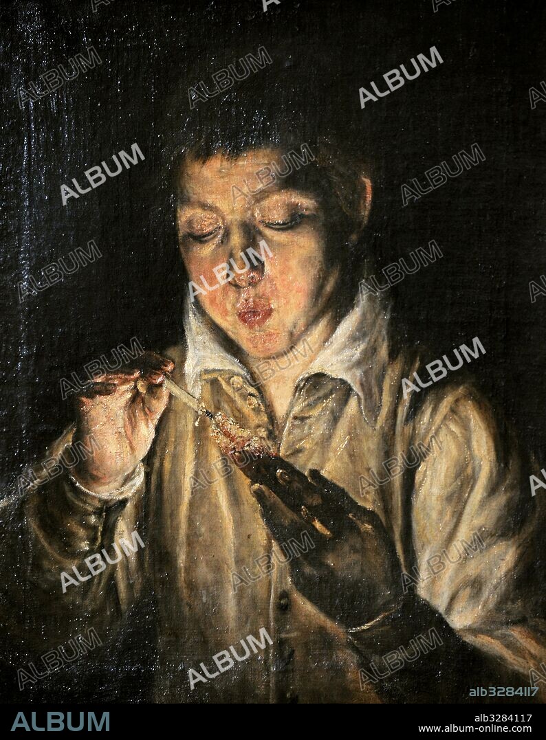 El Greco (1541-1640). Pintor cretense manierista. Muchacho encendiendo una candela o El Soplón, 1571. Colección Farnese. Museo de Capodimonte. Nápoles. Italia.