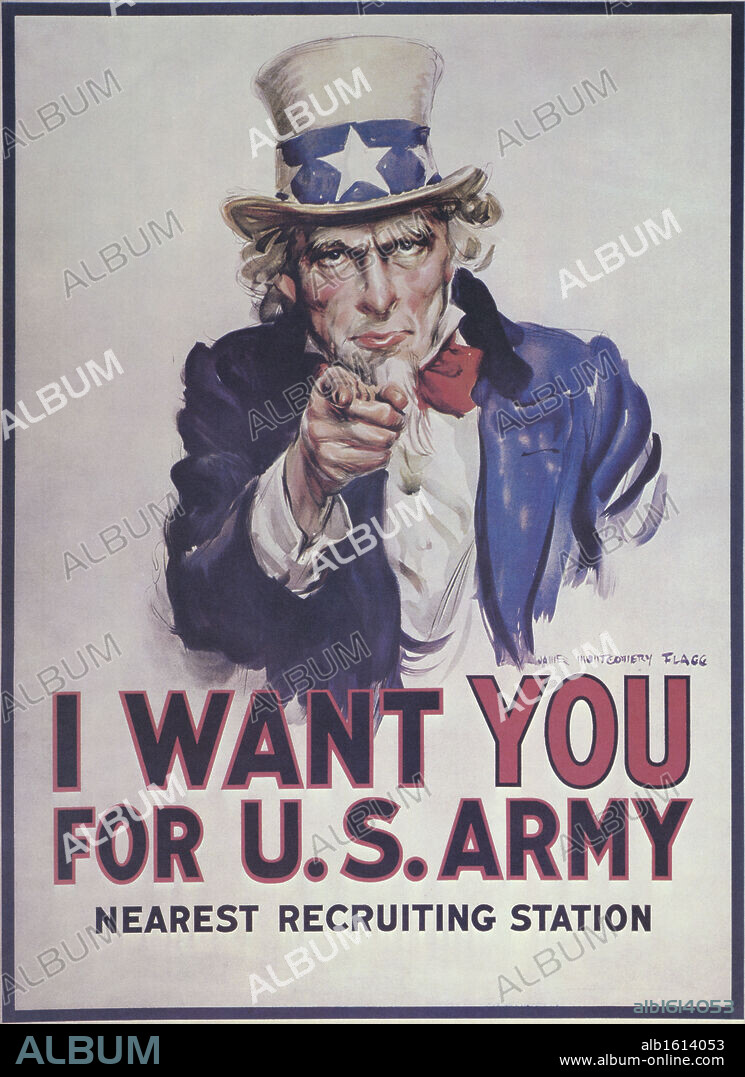 Uncle Sam: I Want You For the U.S. Army   James Montgomery Flagg (1877-1960 American)  Poster.