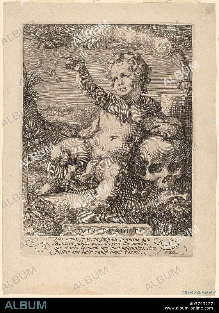 HENDRIK GOLTZIUS. Quis Evadet. Dated: 1594. Dimensions: plate: 21.2 x 15.6 cm (8 3/8 x 6 1/8 in.)  sheet: 26.5 x 19.4 cm (10 7/16 x 7 5/8 in.). Medium: engraving on laid paper.
