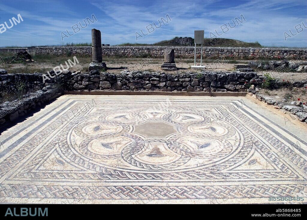 ruinas romanas de Clunia; mosaicos de zona de viviendas.