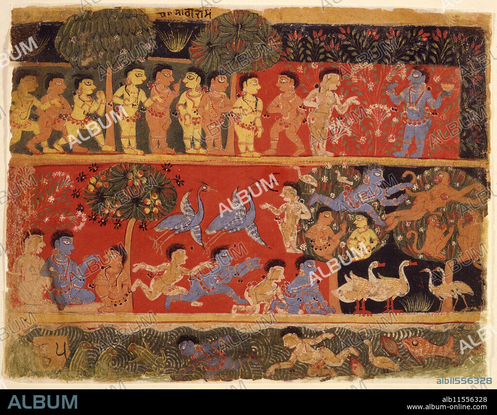 UNKNOWN. Krishna and Balarama Play with Gopas, Folio from a Bhagavata Purana (Ancient Stories of the Lord.