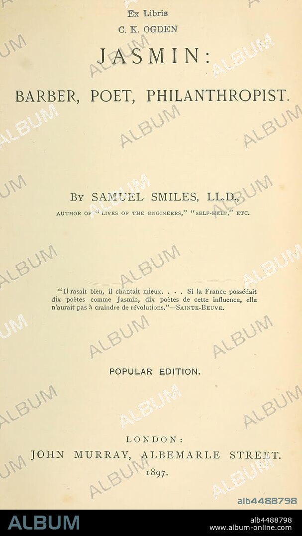 Jasmin, barber, poet, philanthropist : Smiles, Samuel, 1812-1904.
