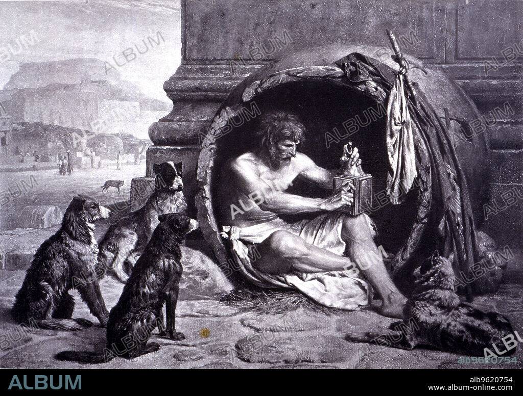 Diogenes 'the Cynic' (413-327 a.BC), Greek philosopher, engraving of 1880.